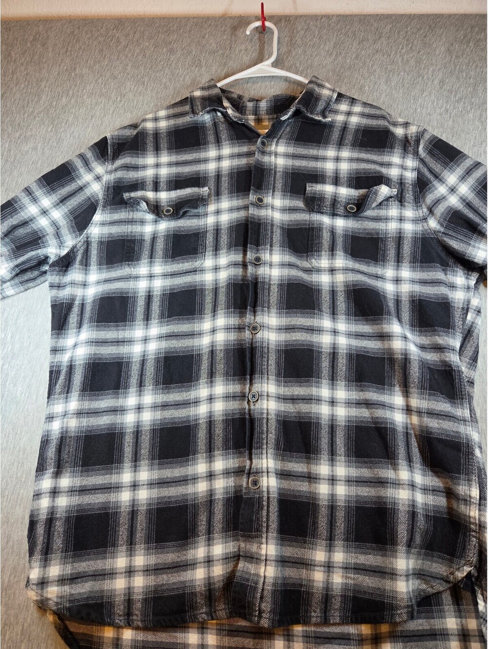 JACHS Black and White Plaid Flannel Shirt XL Tall